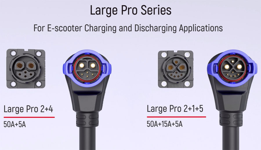large 2+4 female connector